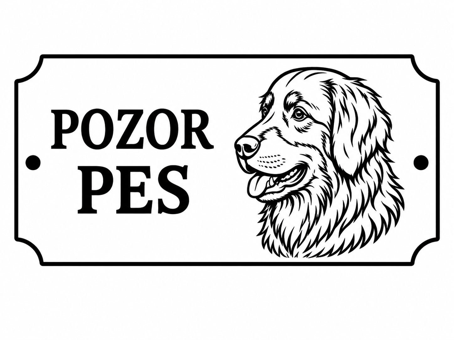 Černobílý výrobní návrh cedule Pozor pes
